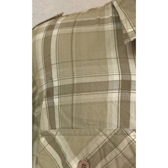 Polaris Ranger Mens 2XL Brown Plaid Button Up Long Sleeve Epaulettes Logo Shirt - Picture 5 of 13